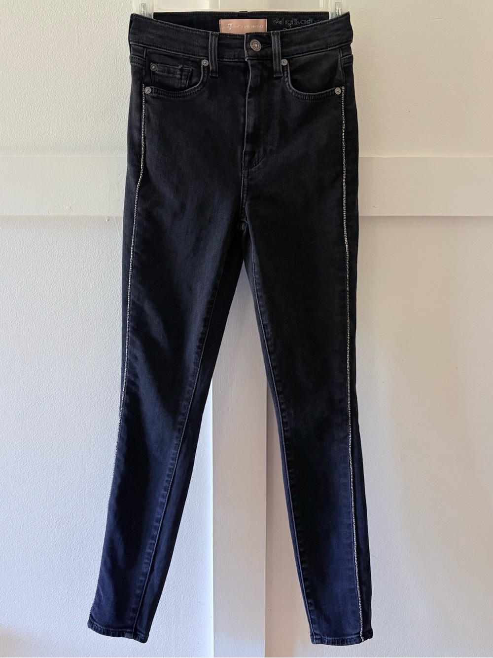 7 For All Mankind Vintage Luxe Black Wash High Rise Ankle Skinny